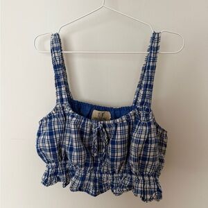 Fashion Brand Company Blue and White Checkered Top
